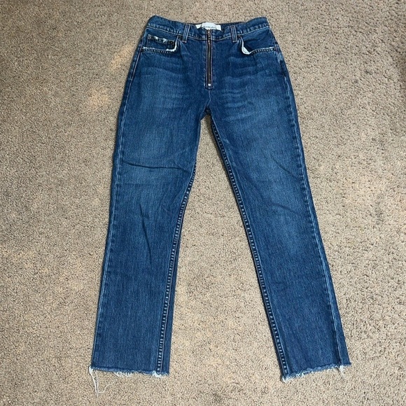 Reformation Brooke Exposed Zip Jean High Rise Crop Ankle Raw Hem 26 - Picture 2 of 7